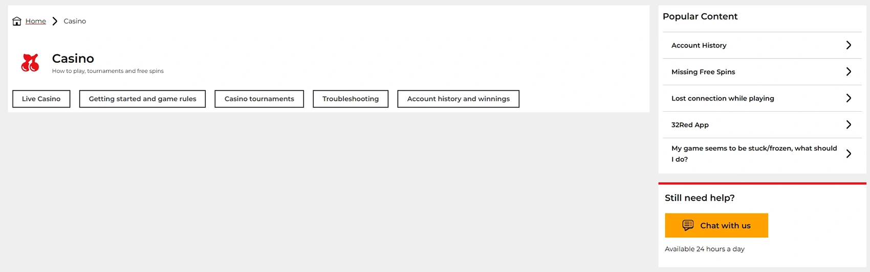 32Red casino customer support